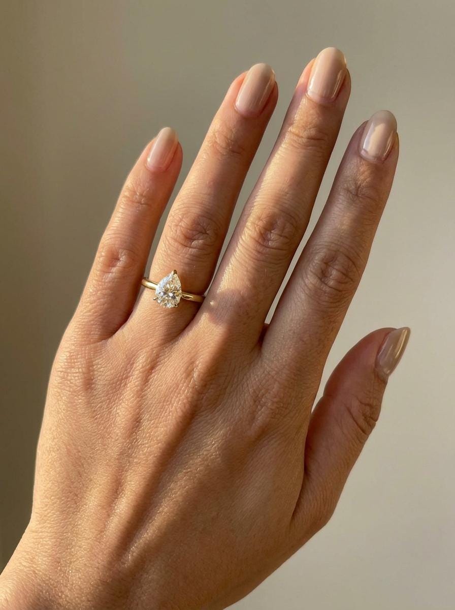 Moissanite Birthstone Ring, Pear Cut Solitaire Engagement Ring, Moissinate Promise Ring