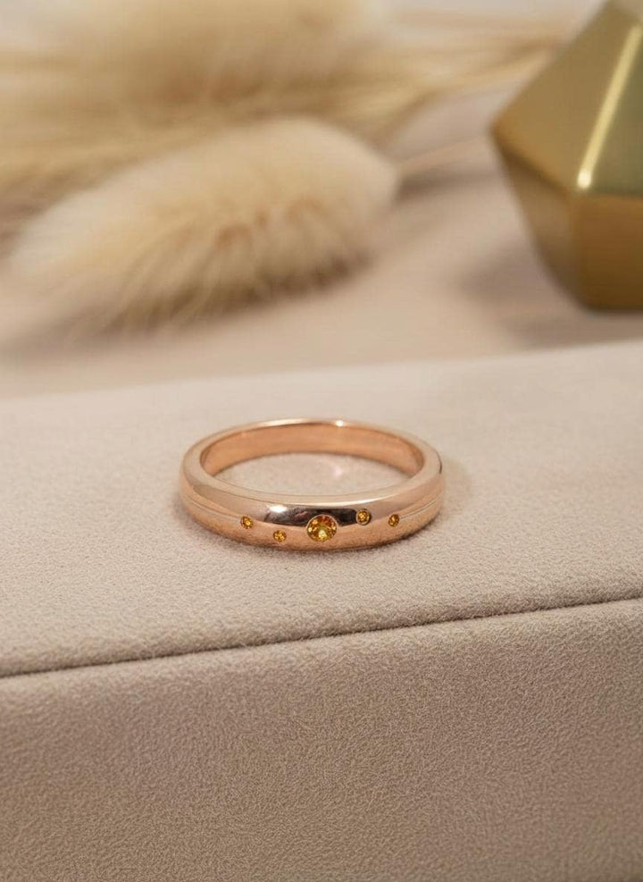 Push Present Birthstone Ring Citrine Band, November Birthstone Jewelry, Flush Set Golden Stacking Ring, Gift for New Mom