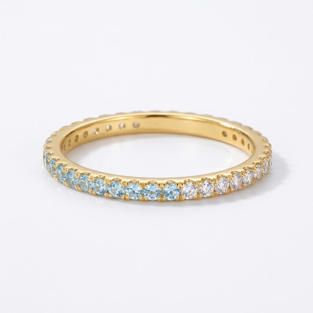 Aquamarine Diamond Band, March Birthstones, Aquamarine Full Eternity Wedding Band, Diamond Wedding Ring, Anniversary Rings