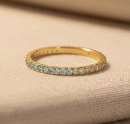 Aquamarine Diamond Band, March Birthstones, Aquamarine Full Eternity Wedding Band, Diamond Wedding Ring, Anniversary Rings