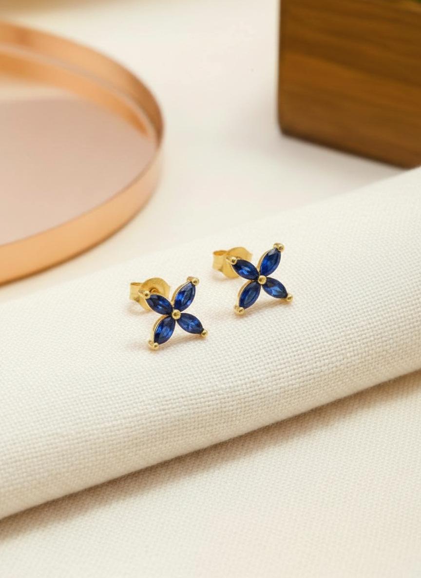 Sapphire Flower Necklace Royal Blue Pendant September Birthstone Jewelry Bridesmaid Gift Dainty Floral Charm Wedding Party Favor