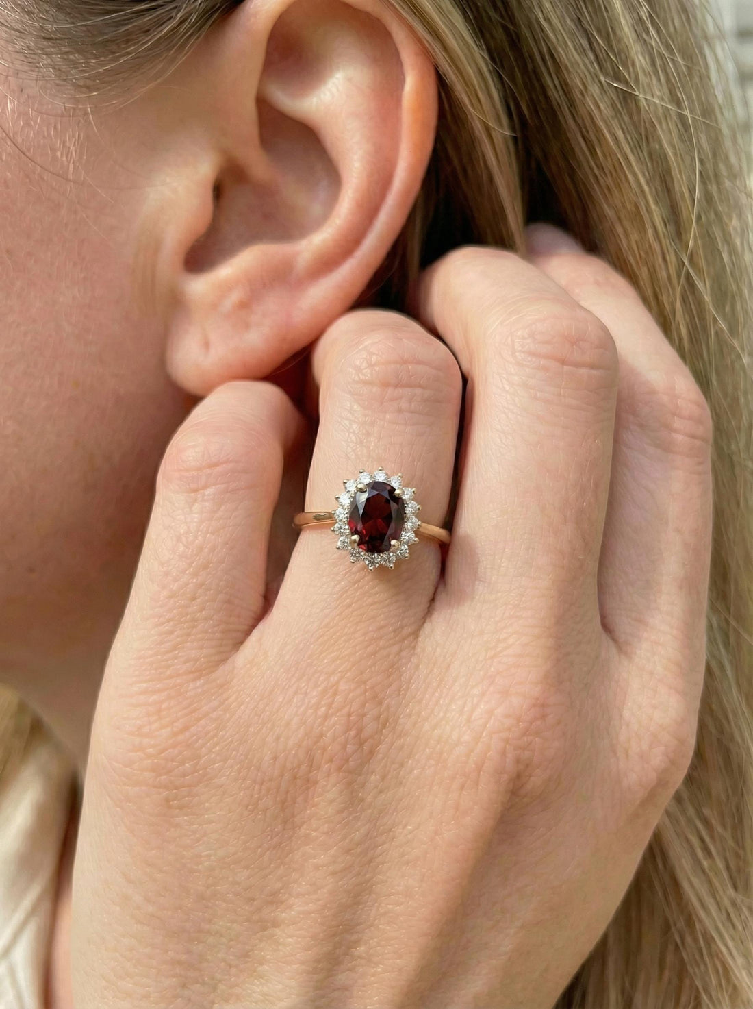 Garnet Wedding Band Ring Vintage Style Travel Ring For Women Oval Cut Deep Red Gemstone January Birthstone Jewelry Gift