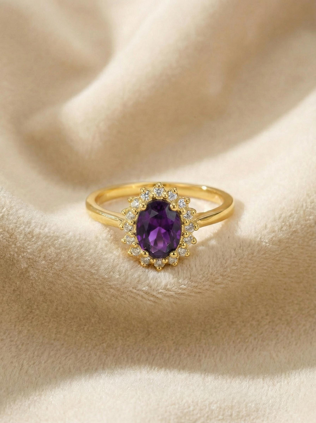 Amethyst Engagement Ring Travel Ring Vintage Art Deco Style February Birthstone Proposal Jewelry Gift For Her