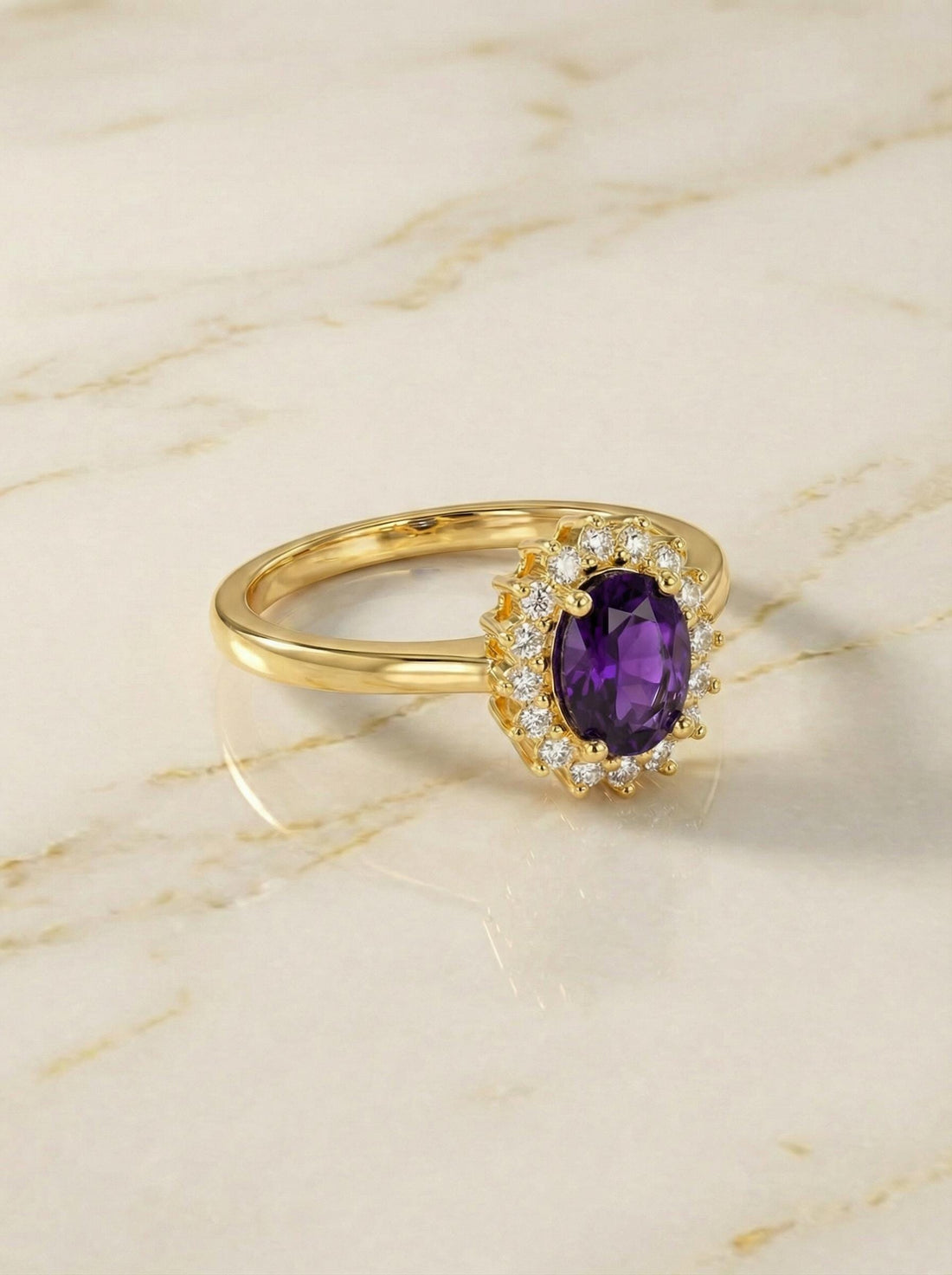 Amethyst Engagement Ring Travel Ring Vintage Art Deco Style February Birthstone Proposal Jewelry Gift For Her