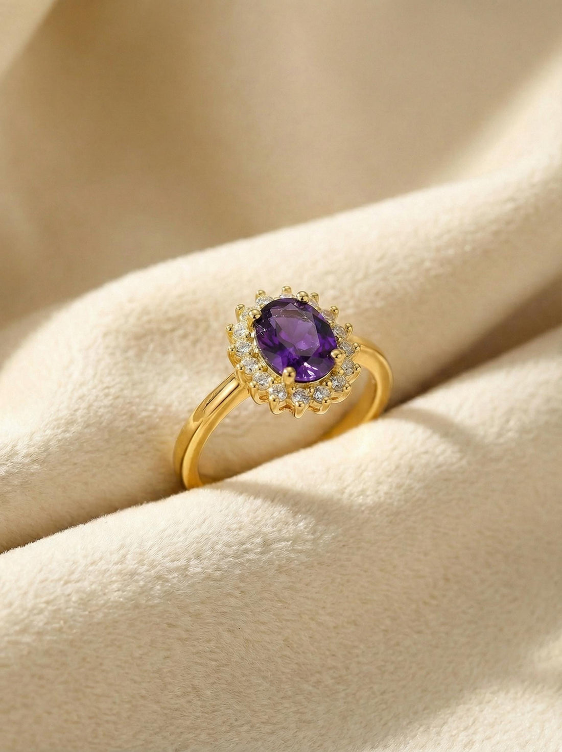Amethyst Engagement Ring Travel Ring Vintage Art Deco Style February Birthstone Proposal Jewelry Gift For Her