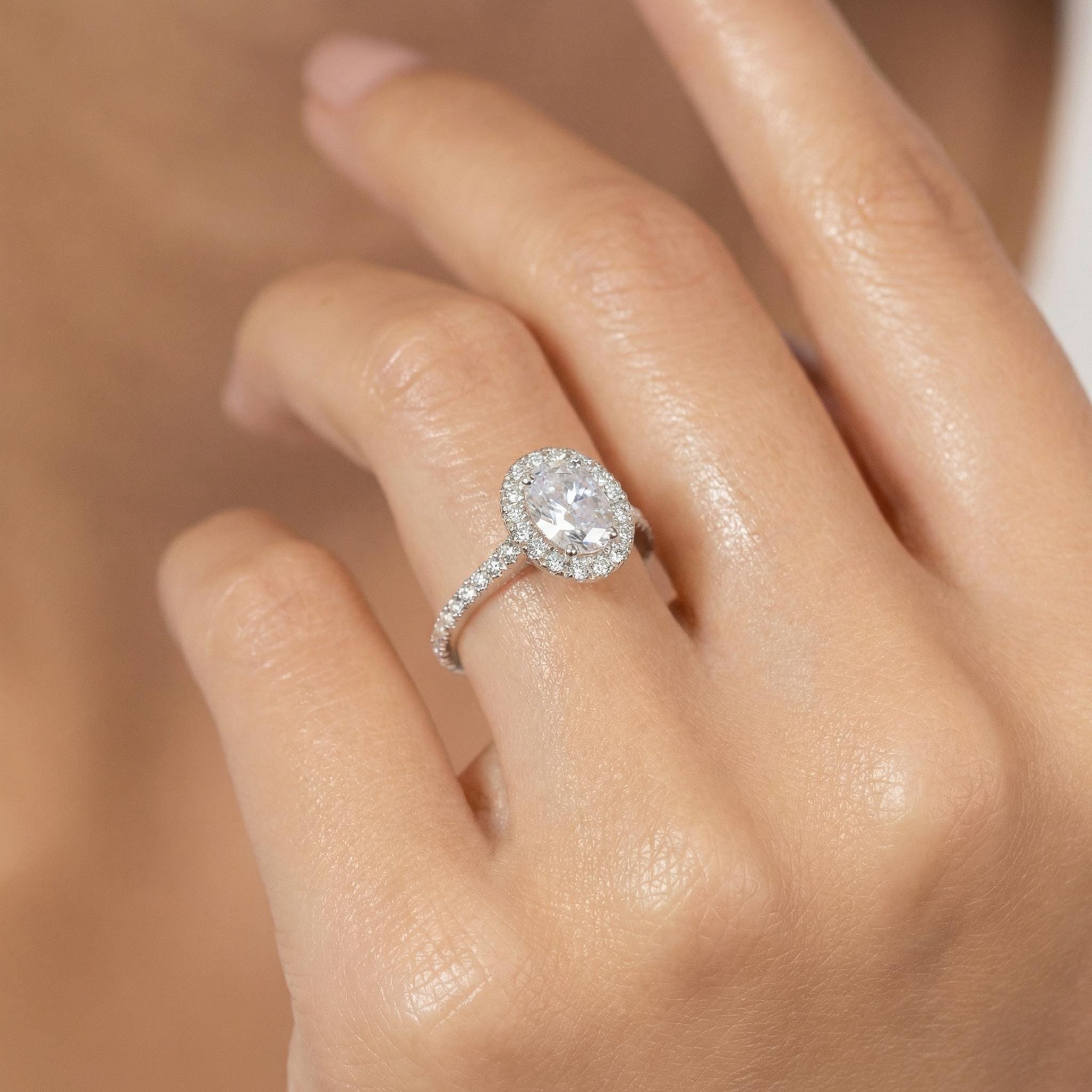 Simulated Diamond Engagement Ring Travel Ring Proposal Oval Cut Anniversary Ring