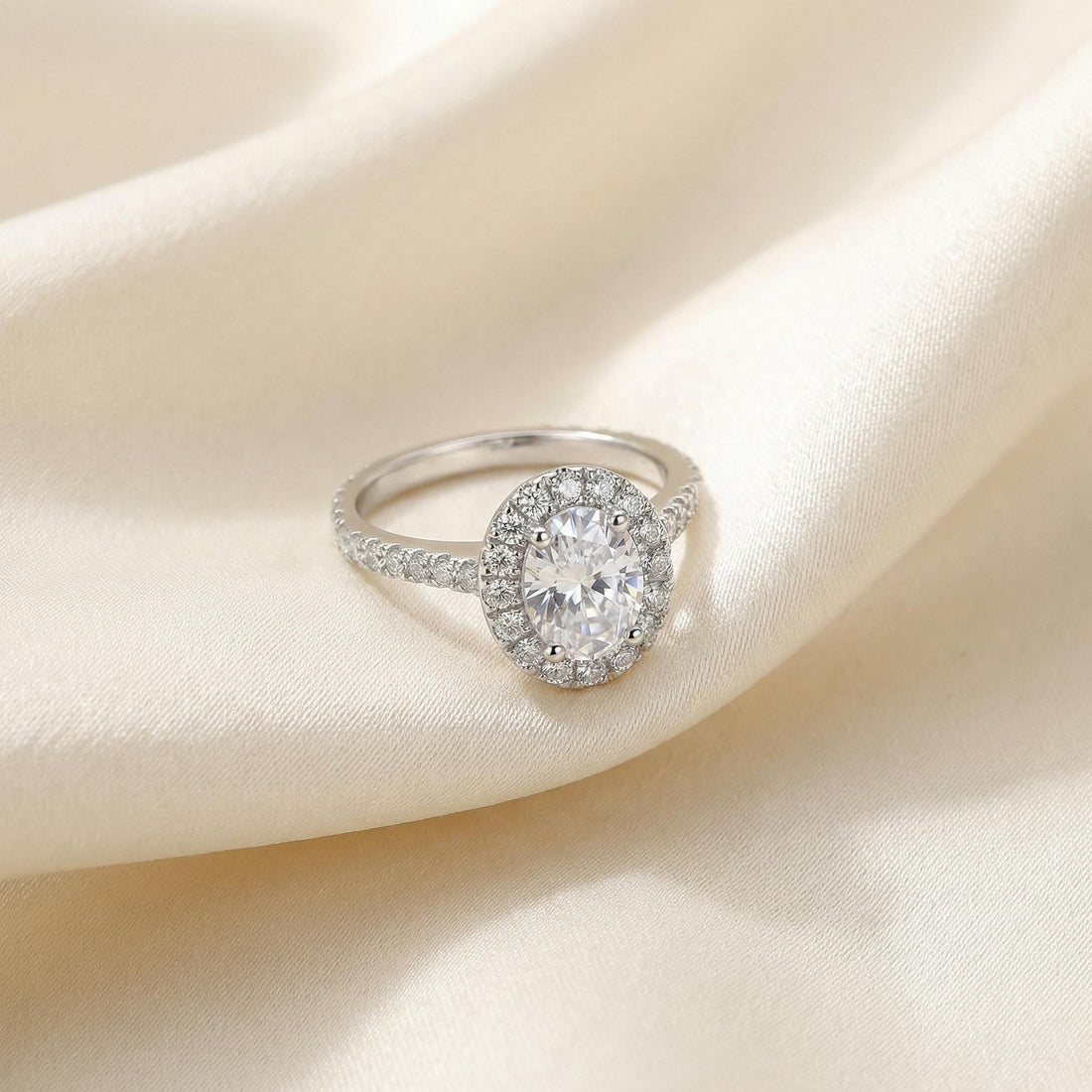 1.25ct Lab-Grown Diamond Engagement Ring Perfect As A Travel Ring With Oval Halo Design