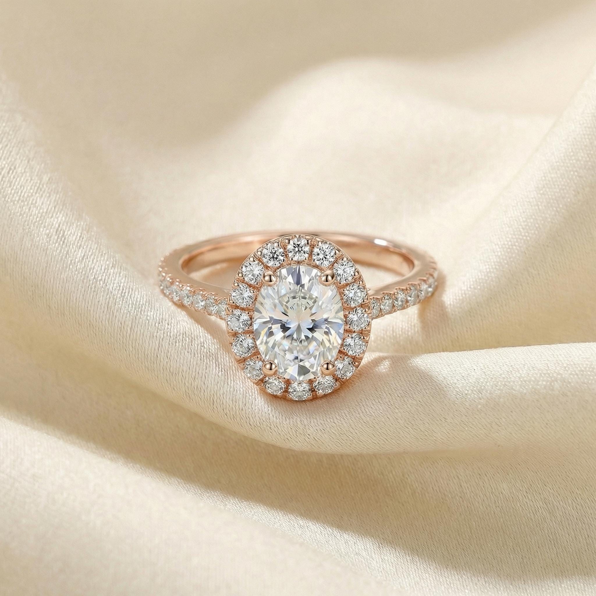 1.25ct Lab-Grown Diamond Engagement Ring Perfect As A Travel Ring With Oval Halo Design