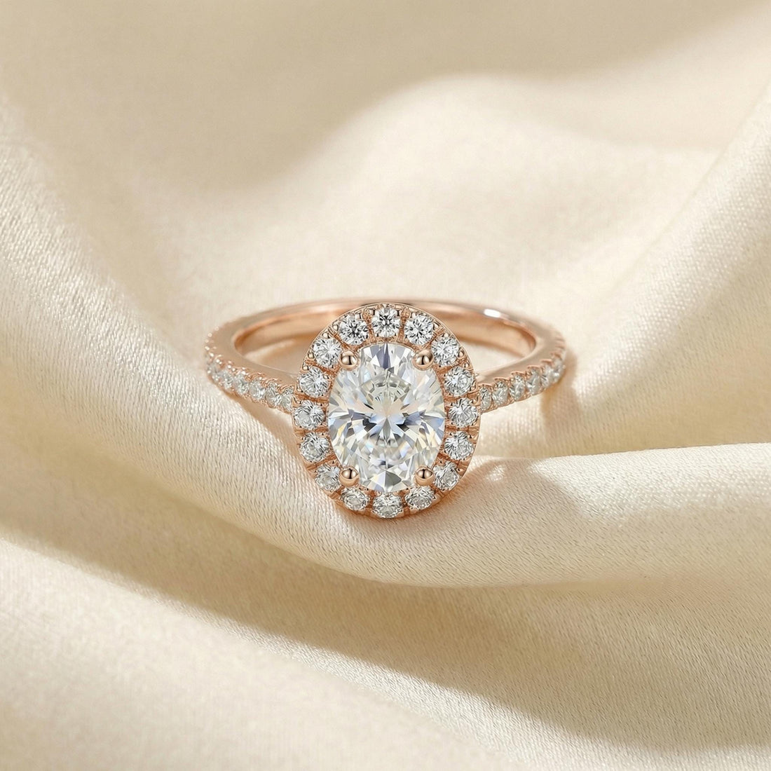 1.25ct Lab-Grown Diamond Engagement Ring Perfect As A Travel Ring With Oval Halo Design