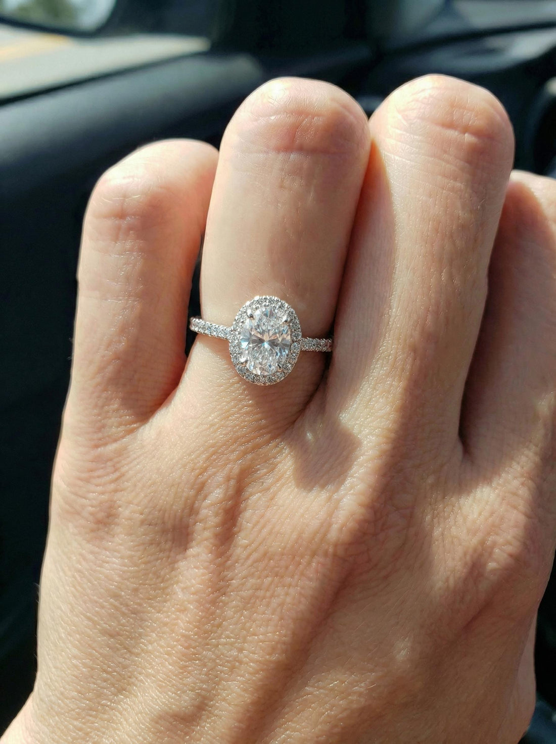 1.25ct Lab-Grown Diamond Engagement Ring Perfect As A Travel Ring With Oval Halo Design