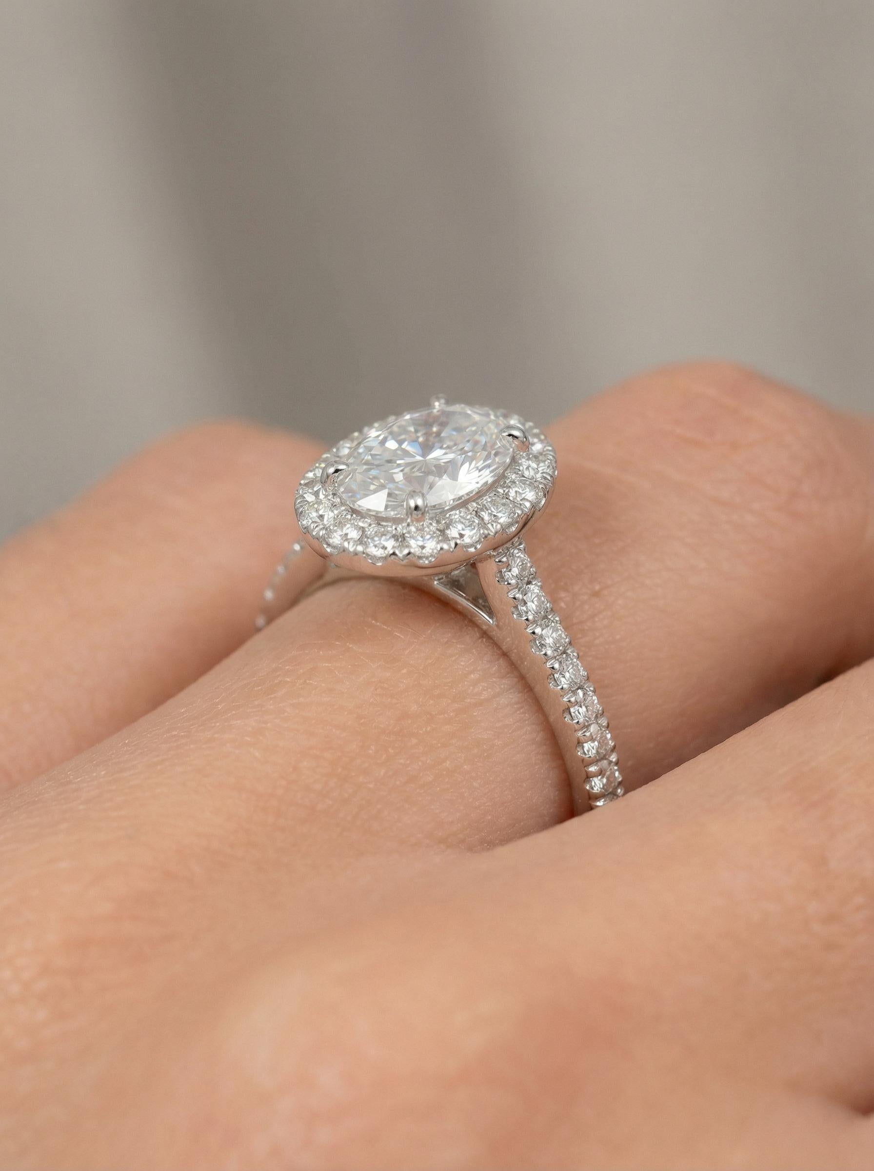 1.25ct Lab-Grown Diamond Engagement Ring Perfect As A Travel Ring With Oval Halo Design