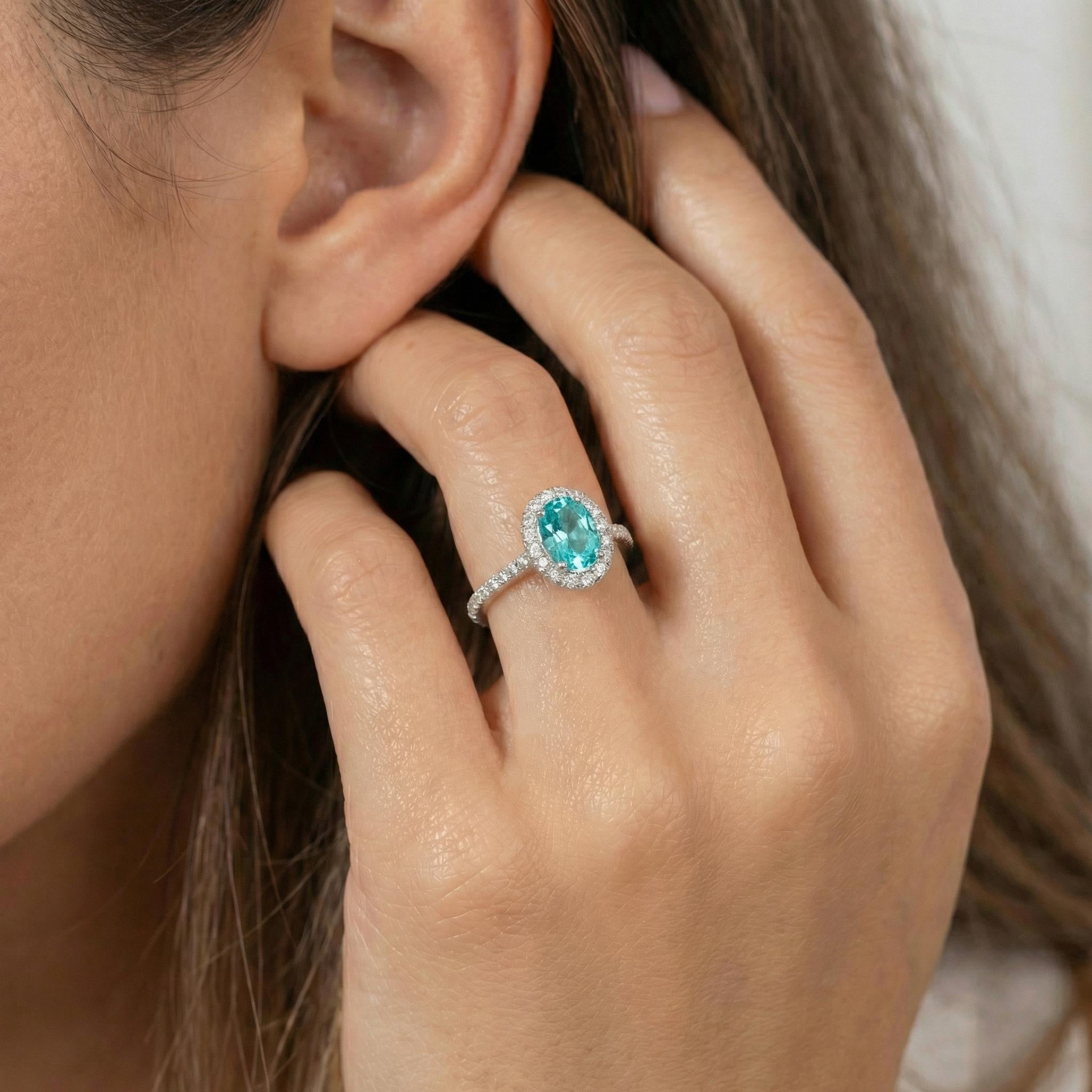 Aquamarine Engagement Ring Travel Proposal Jewelry Halo Light Blue Oval Gemstone Promise Ring March Birthstone Gift For Her