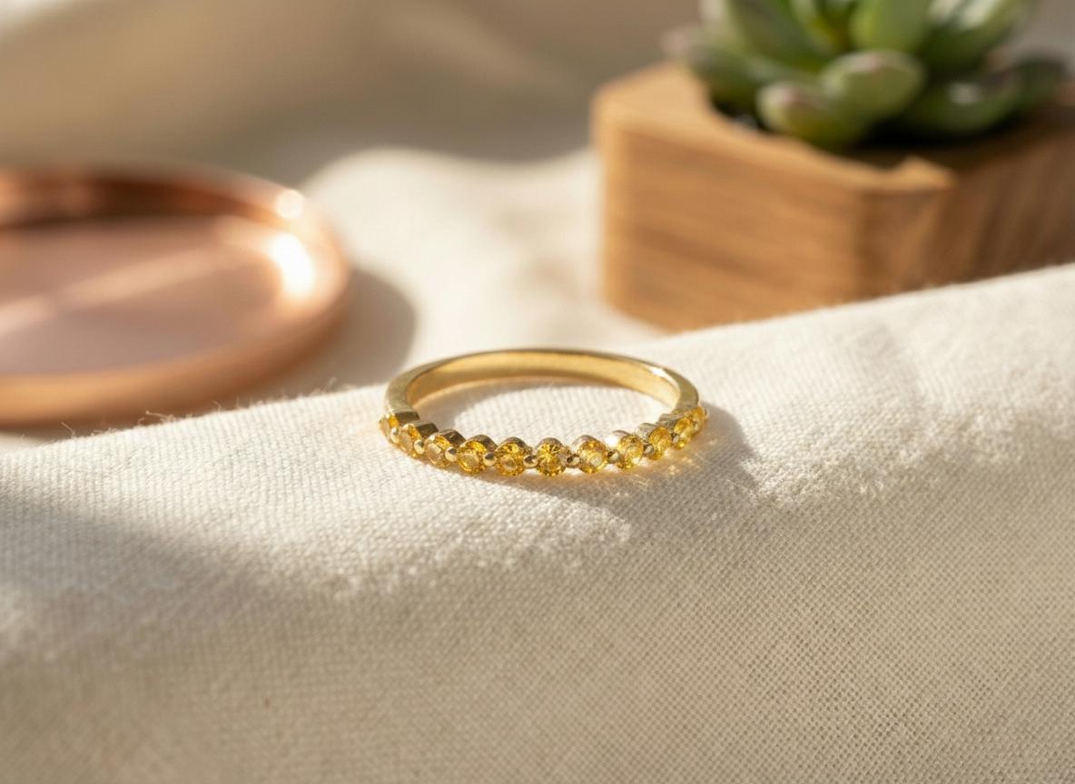 2.0 mm Single Prong Citrine Ring, November Birthstone, Half Eternity Stackable Band, Citrine Wedding Band, Stacking Ring