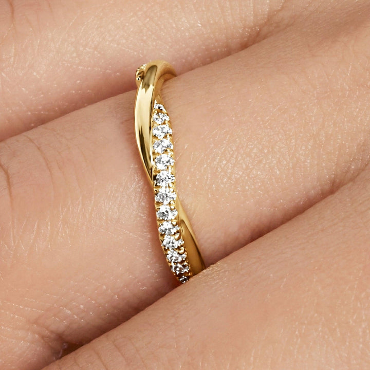 Lab-Grown Diamond Wedding Ring, Twisted Pavé Stacking Band, Matching Infinity Ring Gift for Her (2.00mm)