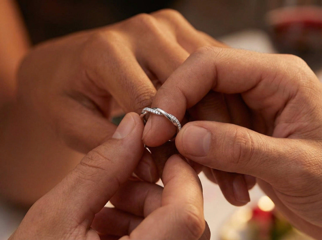 Lab-Grown Diamond Wedding Ring, Twisted Pavé Stacking Band, Matching Infinity Ring Gift for Her (2.00mm)