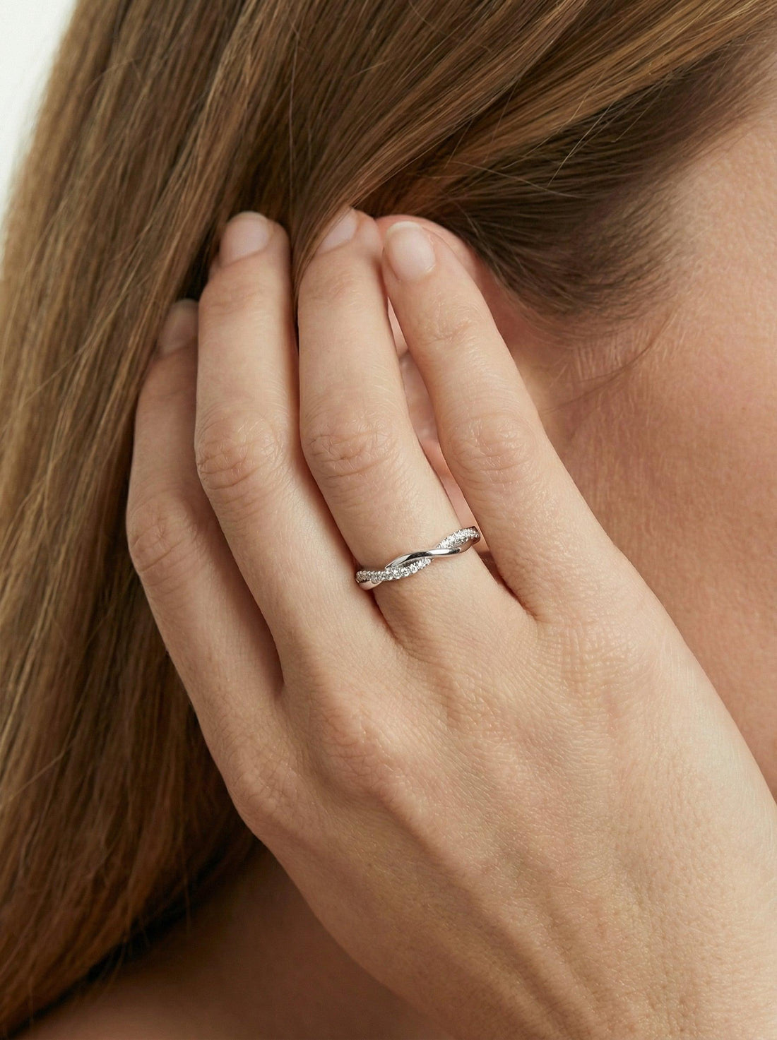 Lab-Grown Diamond Wedding Ring, Twisted Pavé Stacking Band, Matching Infinity Ring Gift for Her (2.00mm)