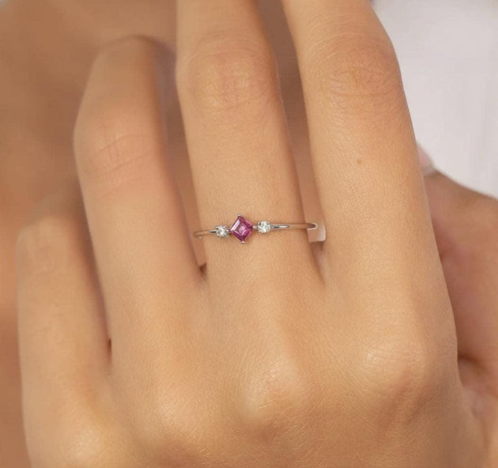 Citrine Wedding Band Ring Birthday Gift For Her November Birthstone Dainty Gold Promise Ring Minimalist Jewelry