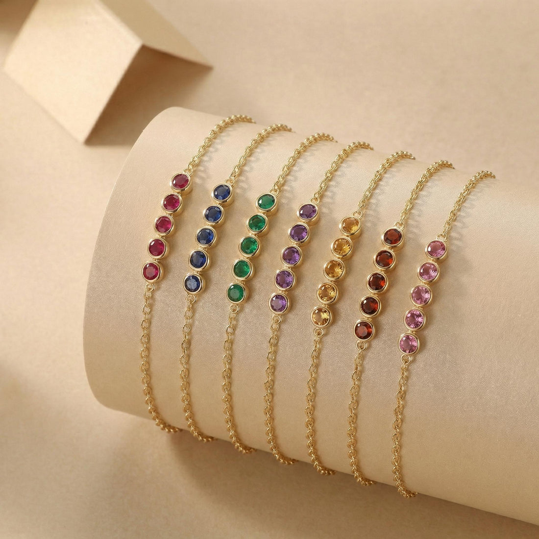 Birthstone Bracelet, Personalized Bridesmaid Gift, Dainty Custom Gemstone Bracelet, Bridal Party Jewelry