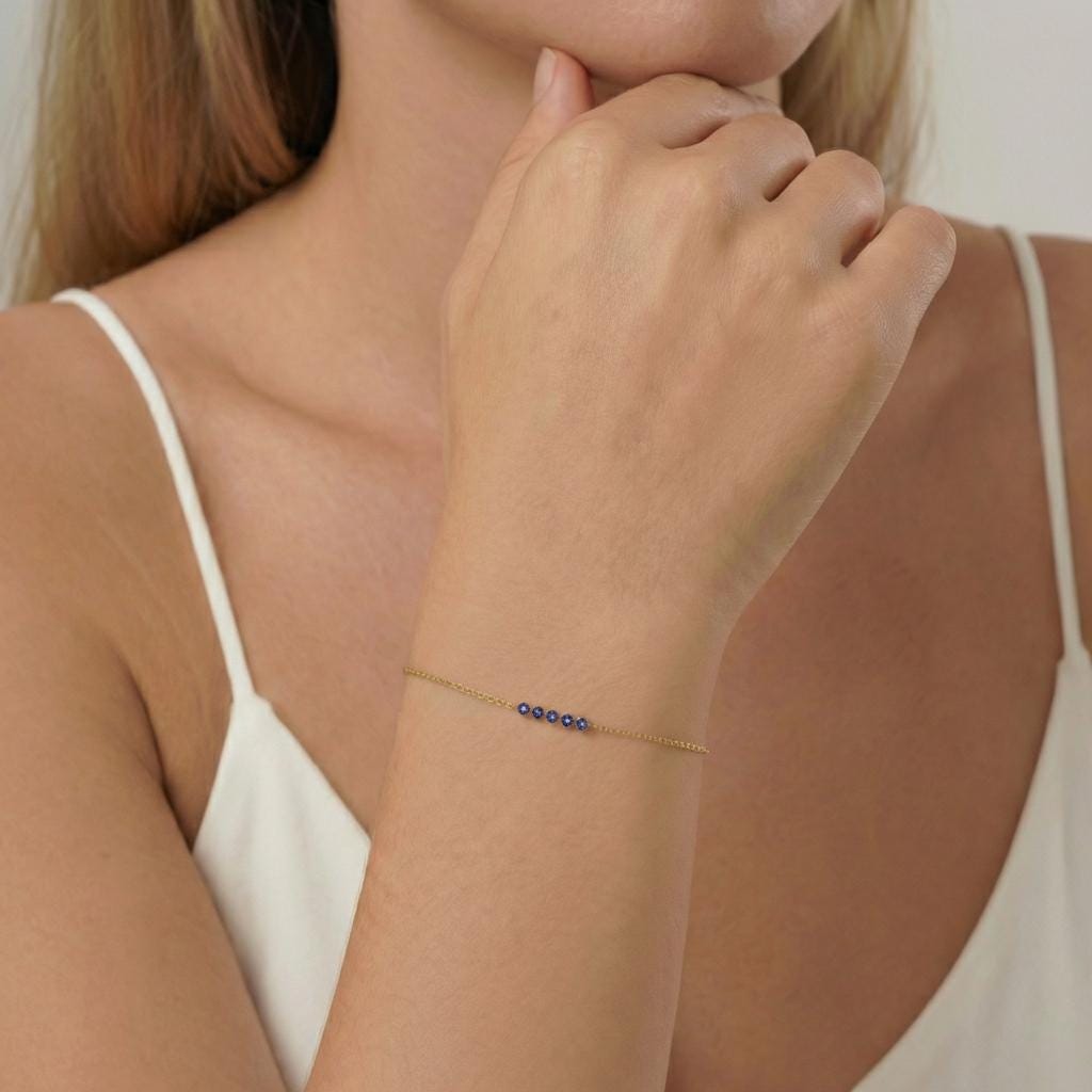 Tanzanite Birthstone Bracelet, December Birthstone Jewelry, Dainty Gold Chain Bracelet, Personalized Bridesmaid Gift for Her