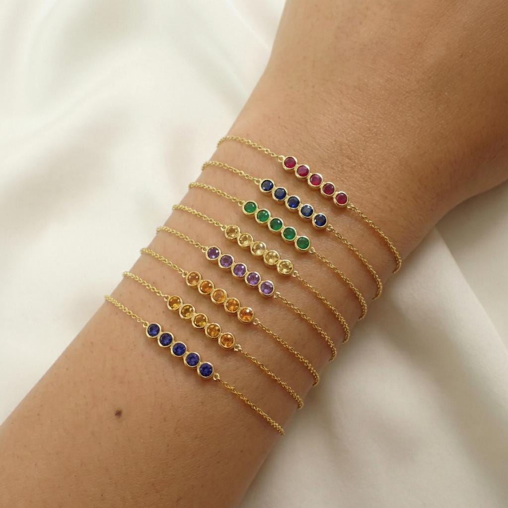 Tanzanite Birthstone Bracelet, December Birthstone Jewelry, Dainty Gold Chain Bracelet, Personalized Bridesmaid Gift for Her