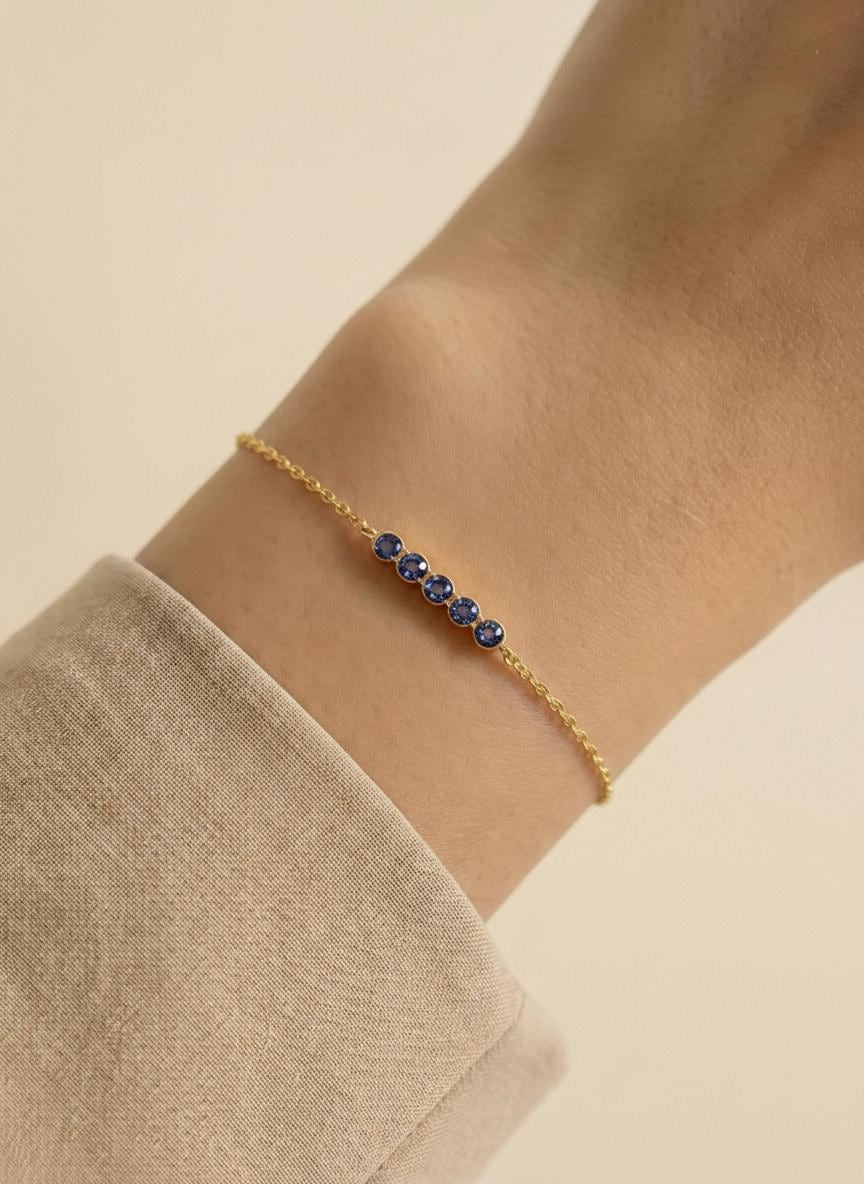 Tanzanite Birthstone Bracelet, December Birthstone Jewelry, Dainty Gold Chain Bracelet, Personalized Bridesmaid Gift for Her
