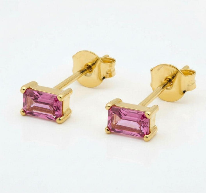 Pink Tourmaline Stud Earrings, October Birthstone Earrings, Dainty Pink Gemstone Jewelry, Minimalist Birthday Gift for Her