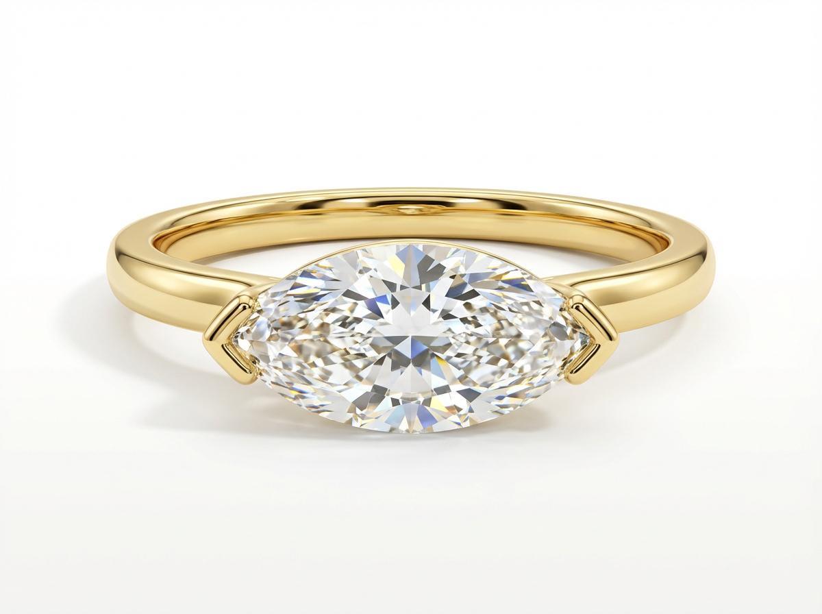 Lab Grown Diamond Marquise Travel Ring | Minimalist Engagement Ring | Marquise Solitaire Ring | Ethical Diamond Vacation Ring
