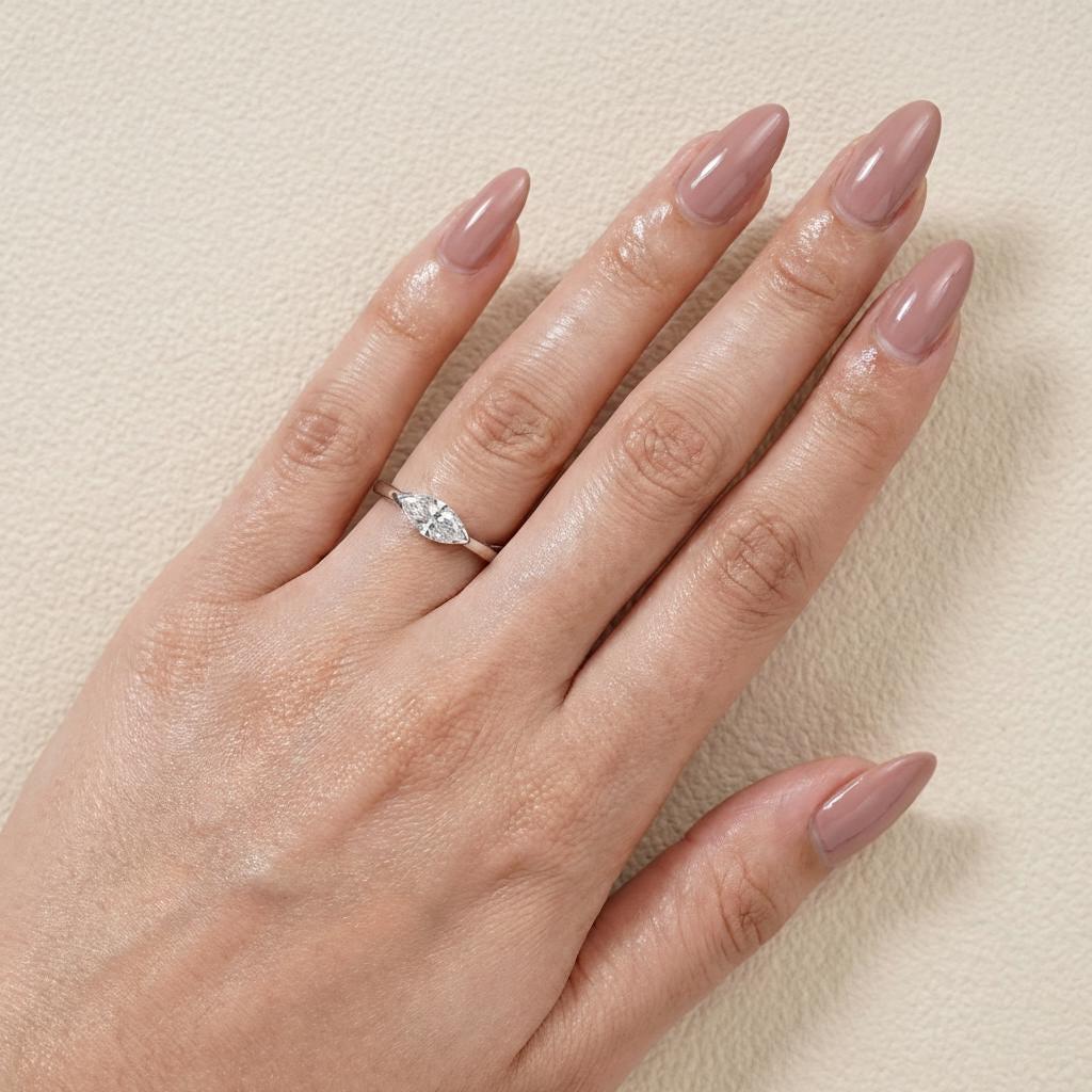 Lab Grown Diamond Marquise Travel Ring | Minimalist Engagement Ring | Marquise Solitaire Ring | Ethical Diamond Vacation Ring