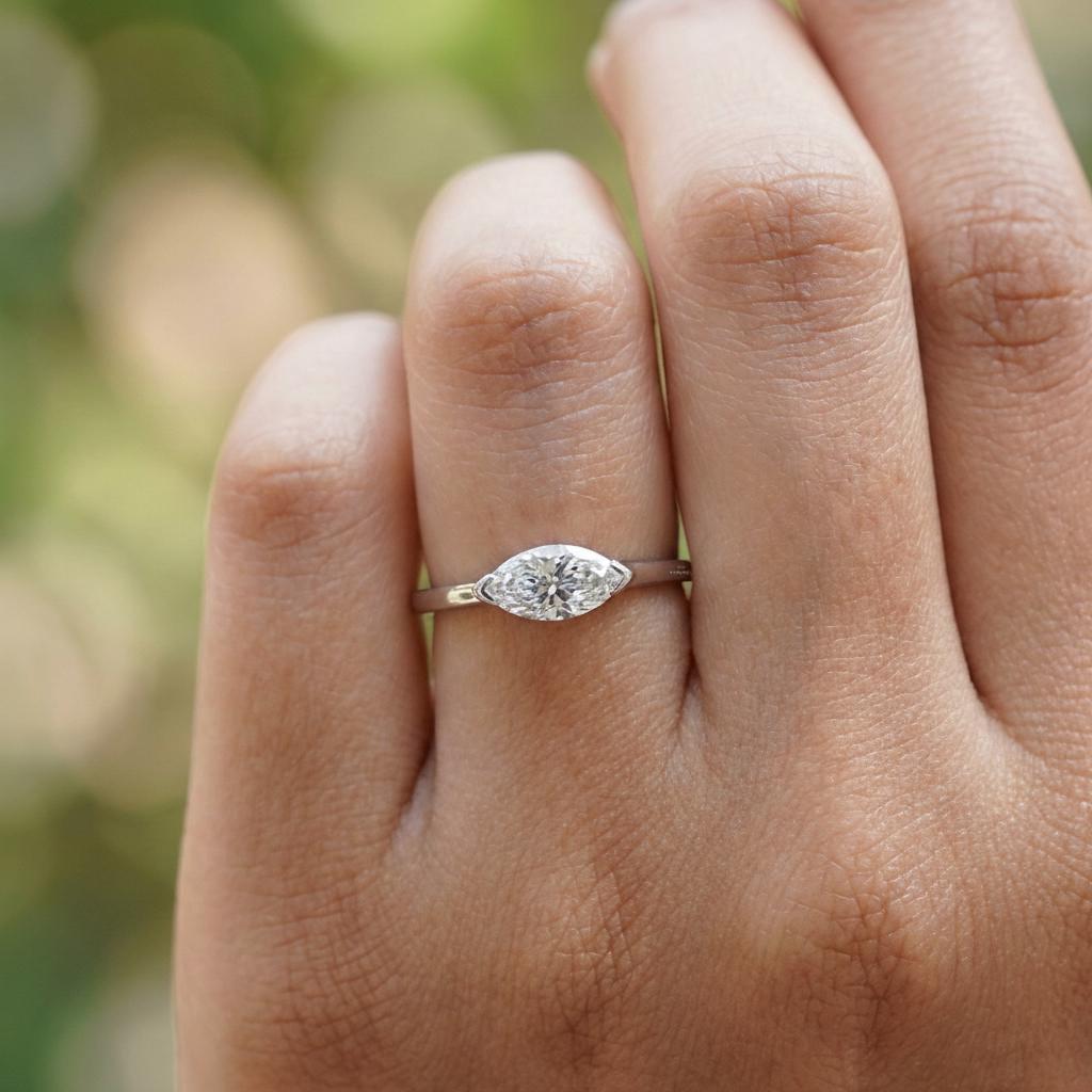 Lab Grown Diamond Marquise Travel Ring | Minimalist Engagement Ring | Marquise Solitaire Ring | Ethical Diamond Vacation Ring