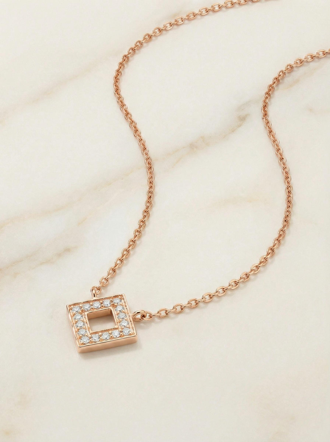Diamond Open Square Necklace Geometric Pendant Necklace Gift for Her Minimalist Square Necklace Dainty Diamond Necklace for Women