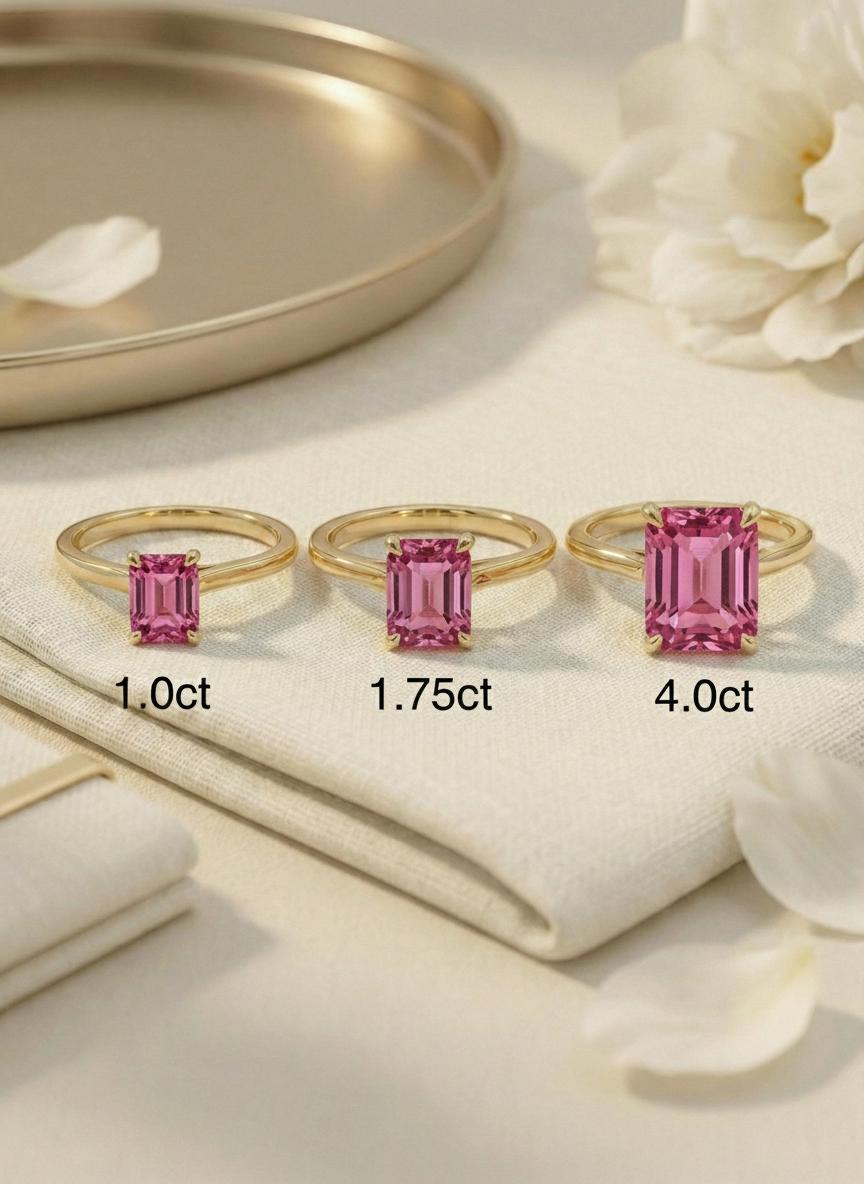 Emerald Cut Pink Tourmaline Ring Sterling Silver Solitaire Engagement Ring Minimalist Promise Ring Pink Gemstone Gift