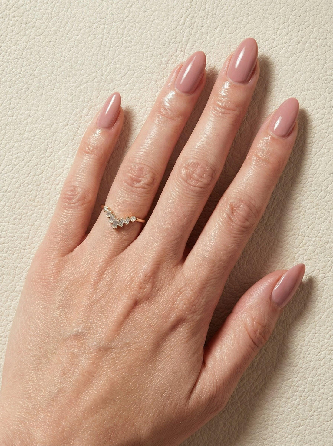 Chevron Moissanite Wedding Band, Vintage Chevron Stacking Ring, Baguette & Round Moissanite Ring for Women