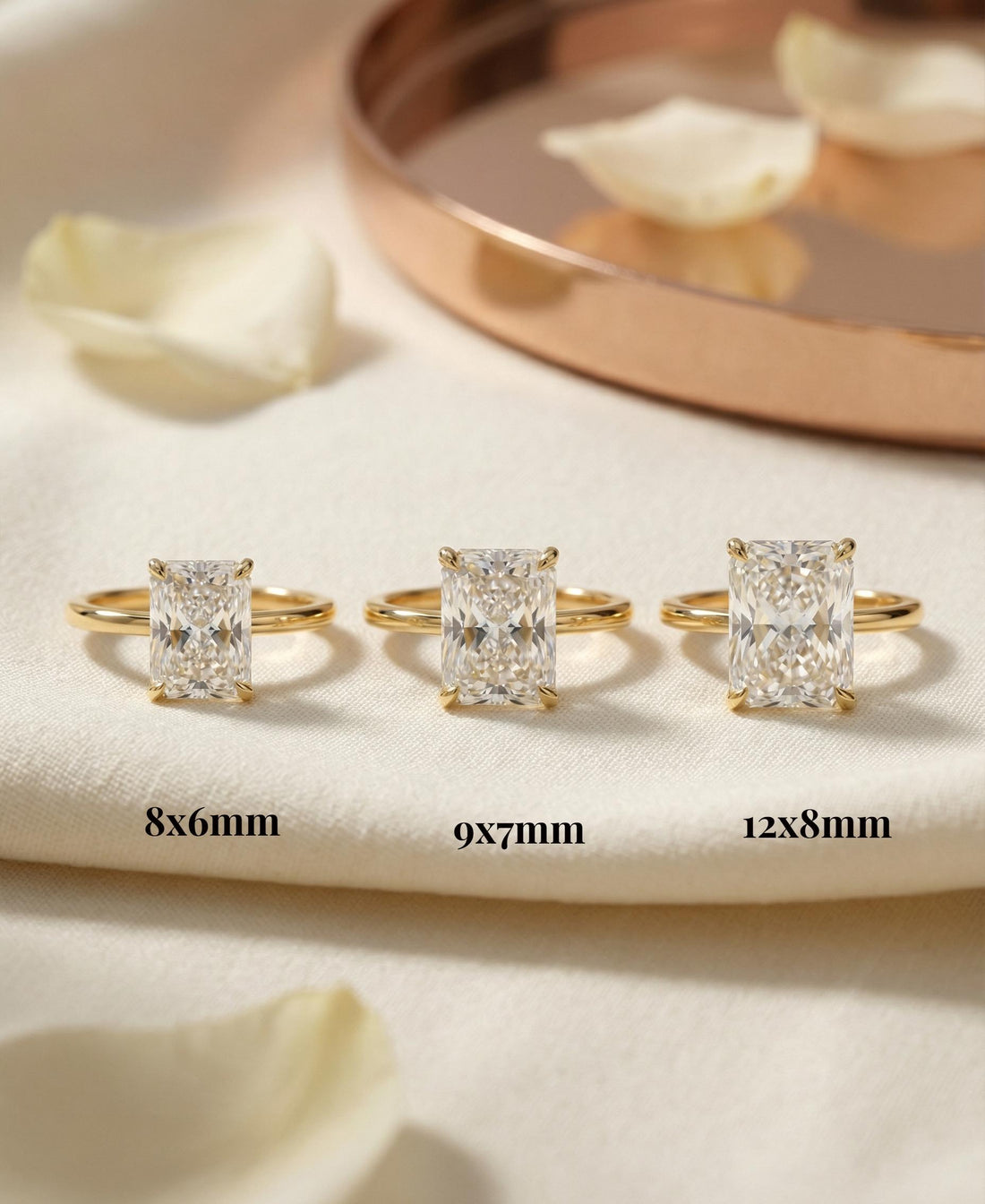 Radiant Cut Solitaire Engagement Ring, 18K Gold Promise Ring Gift for Women, Solitaire Rectangle Stone Ring, Travel Ring