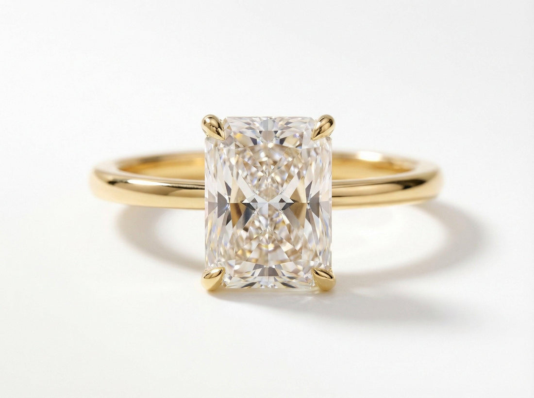 Radiant Cut Solitaire Engagement Ring, 18K Gold Promise Ring Gift for Women, Solitaire Rectangle Stone Ring, Travel Ring