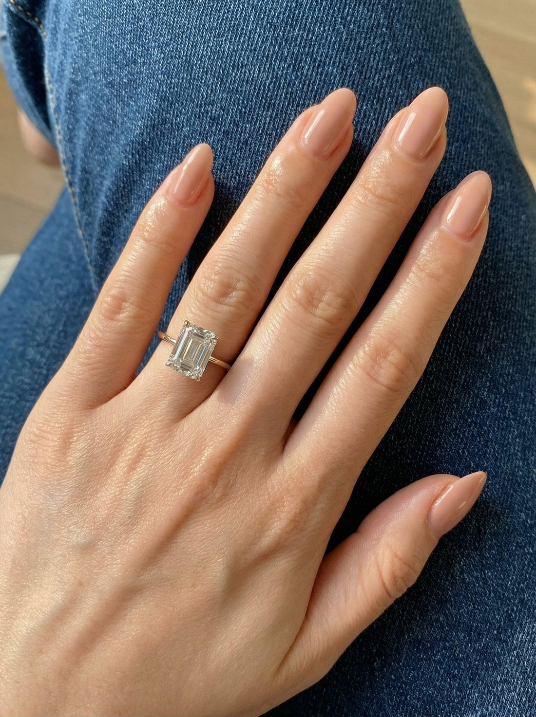 Radiant Cut Solitaire Engagement Ring, 18K Gold Promise Ring Gift for Women, Solitaire Rectangle Stone Ring, Travel Ring