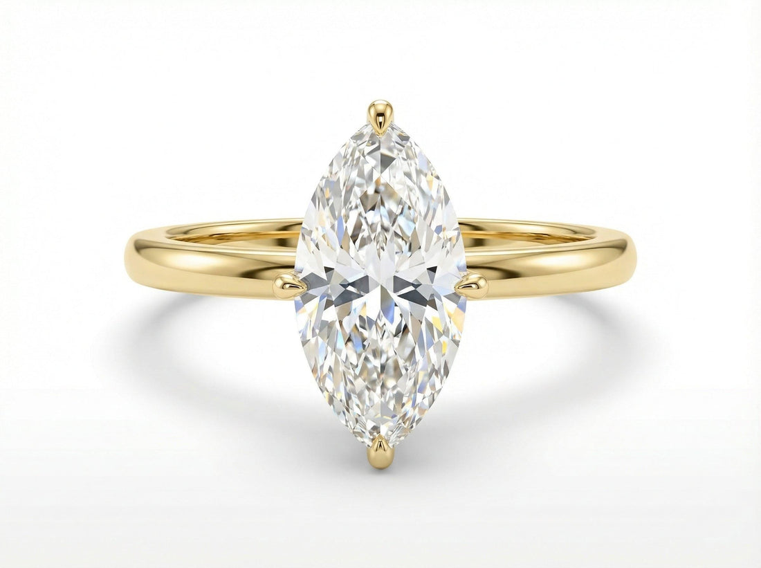 1.5ct Marquise Engagement Ring, Silver Solitaire Promise Wedding Ring, Simulated Diamond Ring Gift for Her