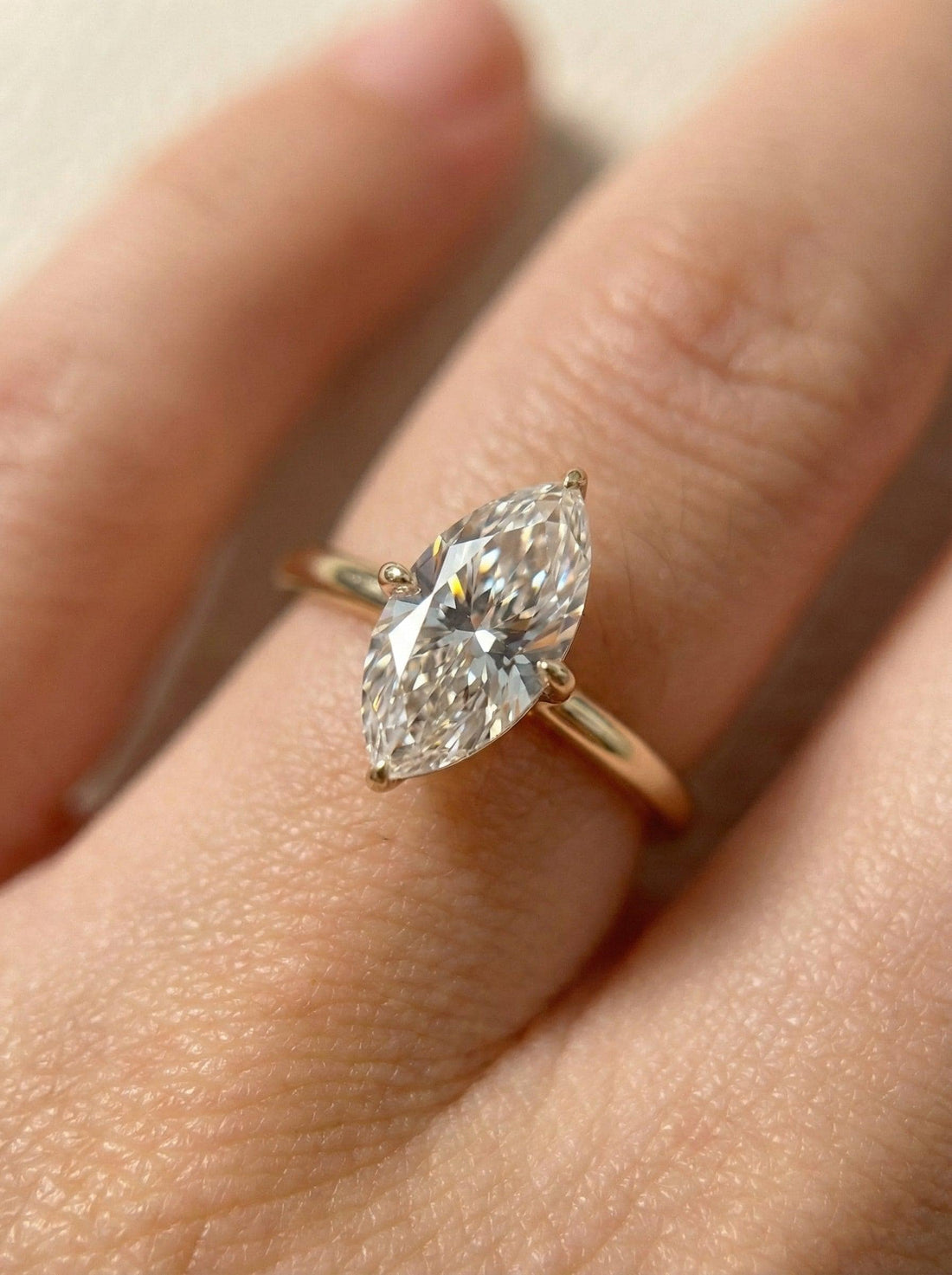 1.5ct Marquise Engagement Ring, Silver Solitaire Promise Wedding Ring, Simulated Diamond Ring Gift for Her