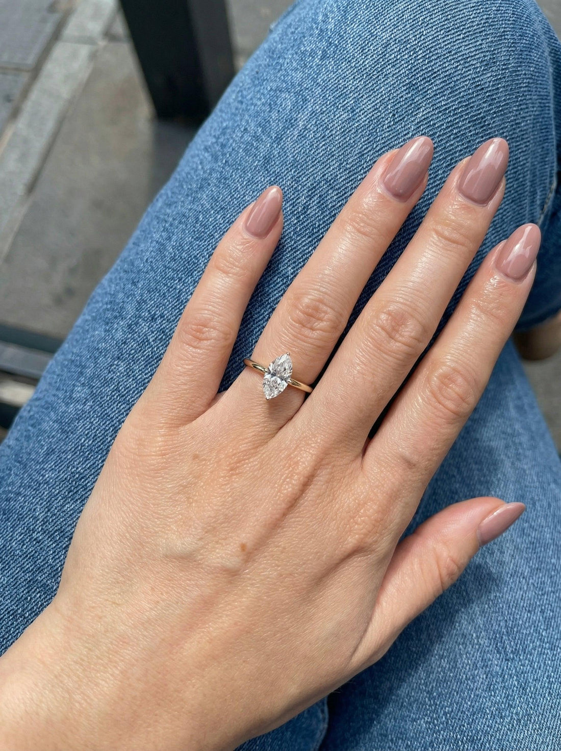 1.5ct Marquise Engagement Ring, Silver Solitaire Promise Wedding Ring, Simulated Diamond Ring Gift for Her