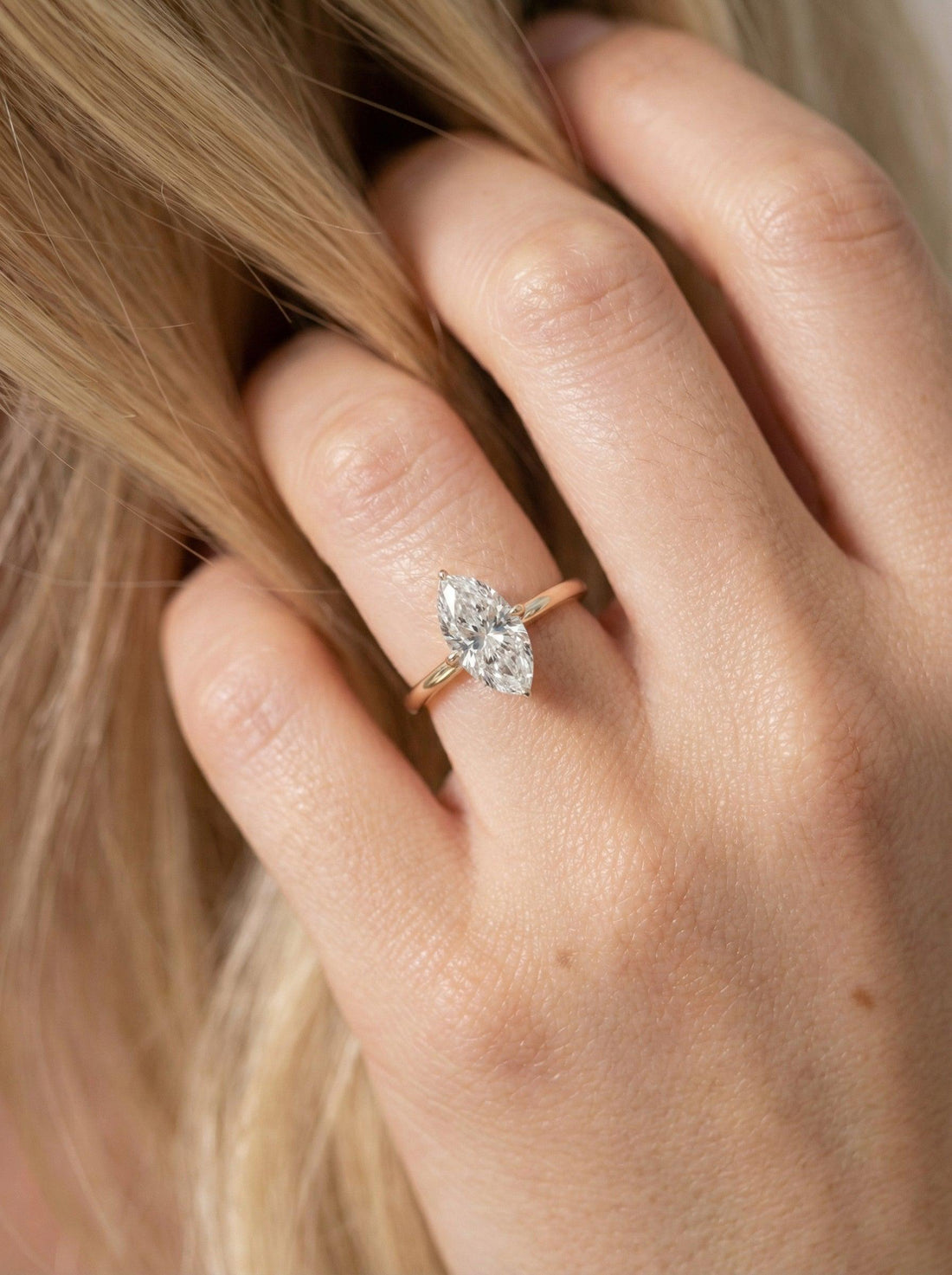 1.5ct Marquise Engagement Ring, Silver Solitaire Promise Wedding Ring, Simulated Diamond Ring Gift for Her