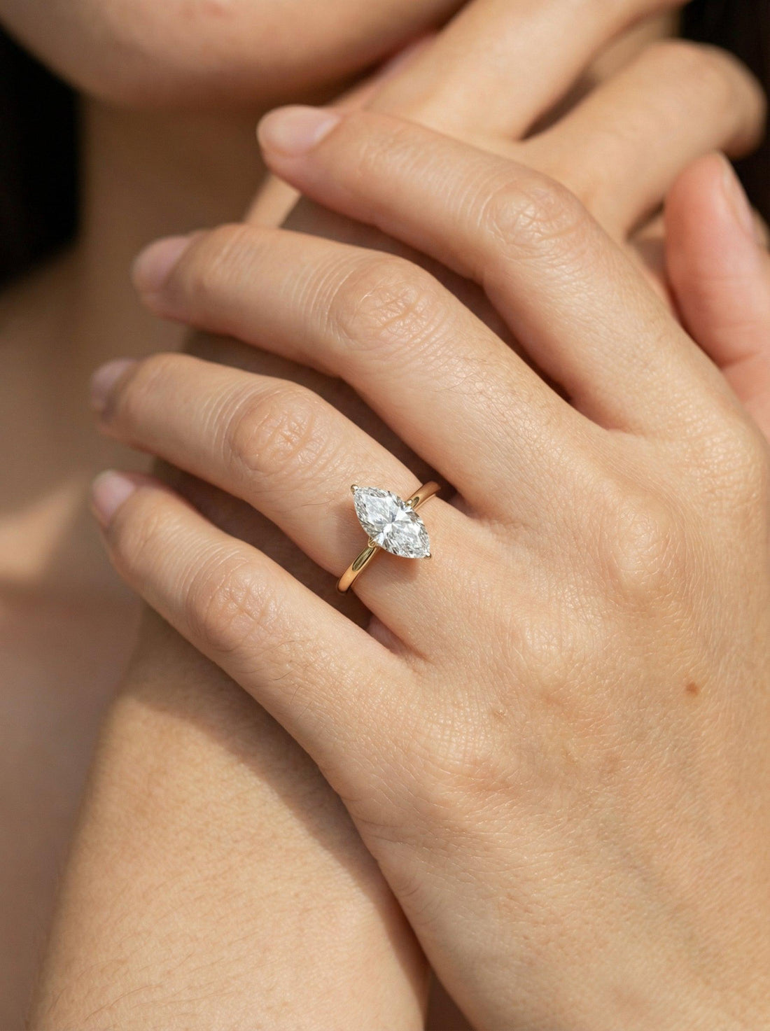 1.5ct Marquise Engagement Ring, Silver Solitaire Promise Wedding Ring, Simulated Diamond Ring Gift for Her