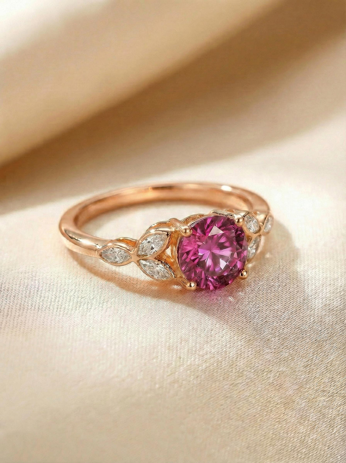 Art Deco Pink Tourmaline Engagement Ring, October Birthstone Cluster Ring, Vintage Bridal Promise Ring, Gift for Her