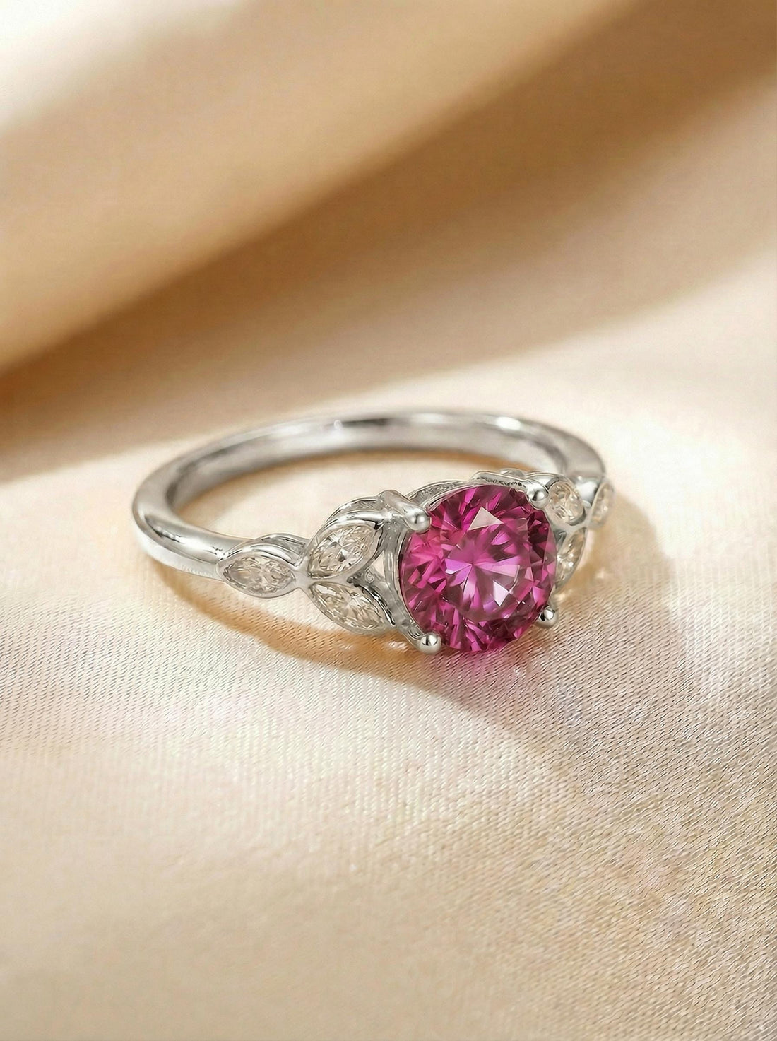 Art Deco Pink Tourmaline Engagement Ring, October Birthstone Cluster Ring, Vintage Bridal Promise Ring, Gift for Her