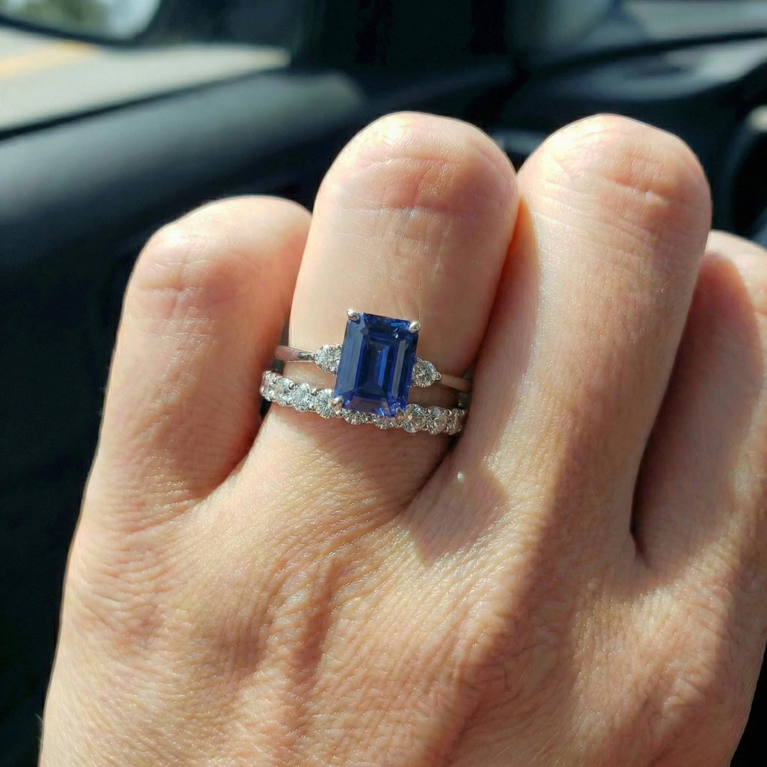 1.75ct Blue Sapphire Ring, Emerald Cut Sapphire Ring, 14K Gold Statement Ring, Certified Stone Ring, September Birthstone
