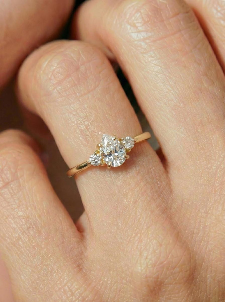 0.50ct Moissanite Ring, Pear Cut Vintage Engagement Ring, April Gemstone, Teardrop Promise Ring