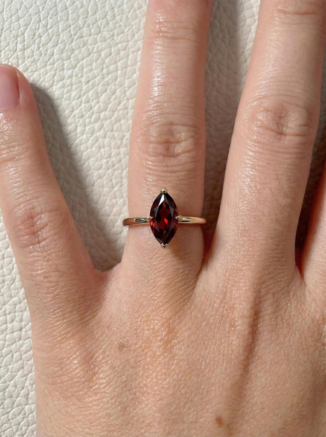 1.5ct Marquise Engagement Ring, Solitaire Promise Wedding Ring, Garnet Ring Gift for Her, January Birthstone