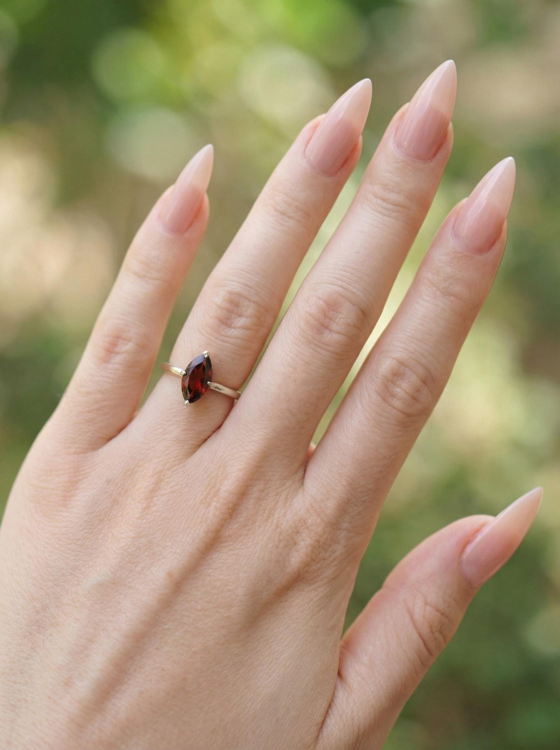 1.5ct Marquise Engagement Ring, Solitaire Promise Wedding Ring, Garnet Ring Gift for Her, January Birthstone