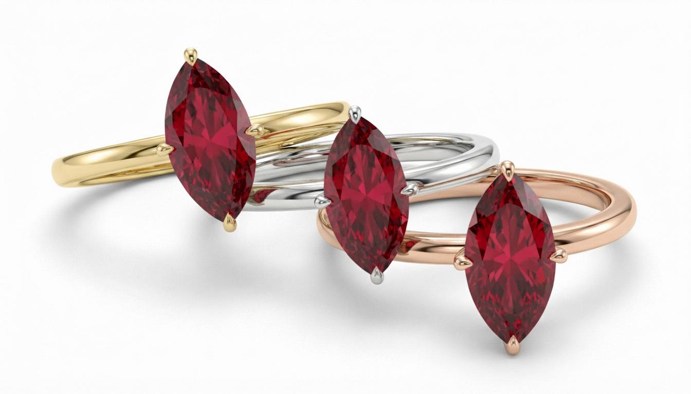 Marquise Ruby Solitaire Engagement Ring Rich Red Gemstone Ring 6 Prong Setting Custom Promise Ring July Birthstone