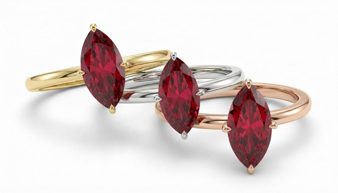 Marquise Ruby Solitaire Engagement Ring Rich Red Gemstone Ring 6 Prong Setting Custom Promise Ring July Birthstone