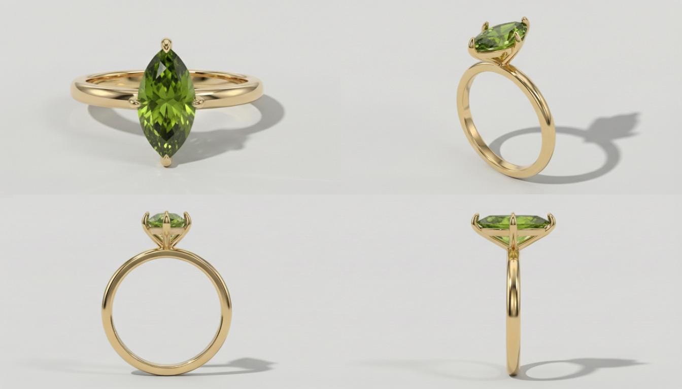Marquise Peridot Ring Engagement Ring Solitaire Promise Ring August Birthstone Jewelry