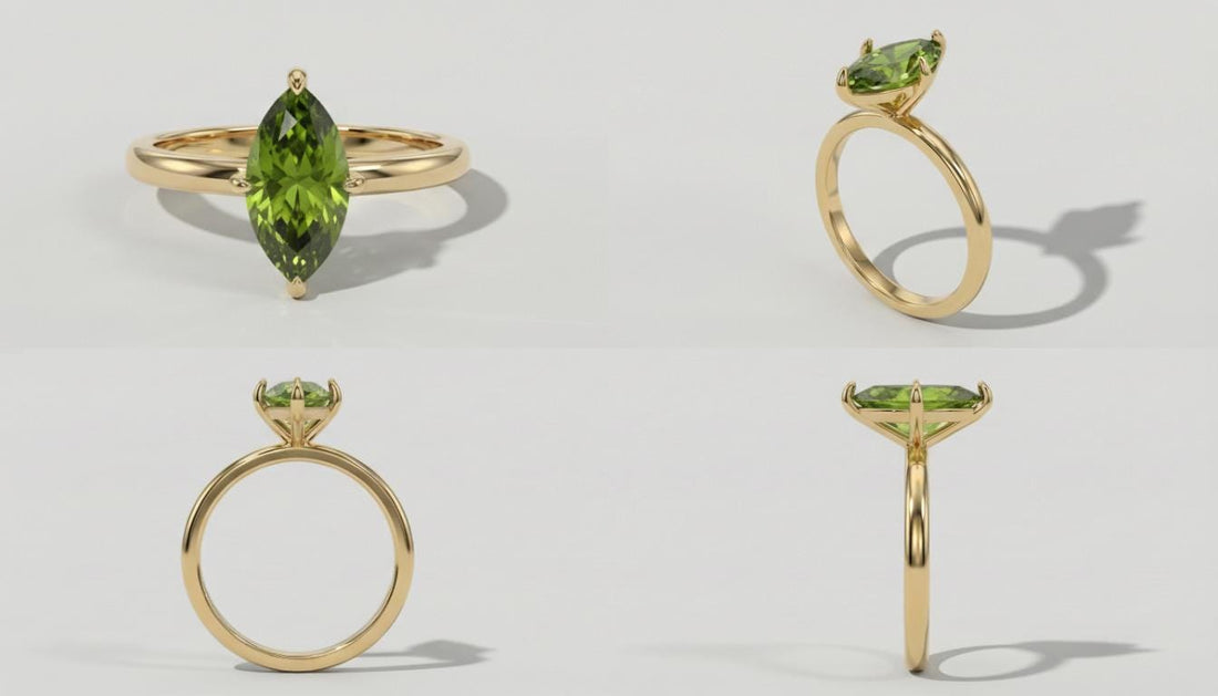 Marquise Peridot Ring Engagement Ring Solitaire Promise Ring August Birthstone Jewelry